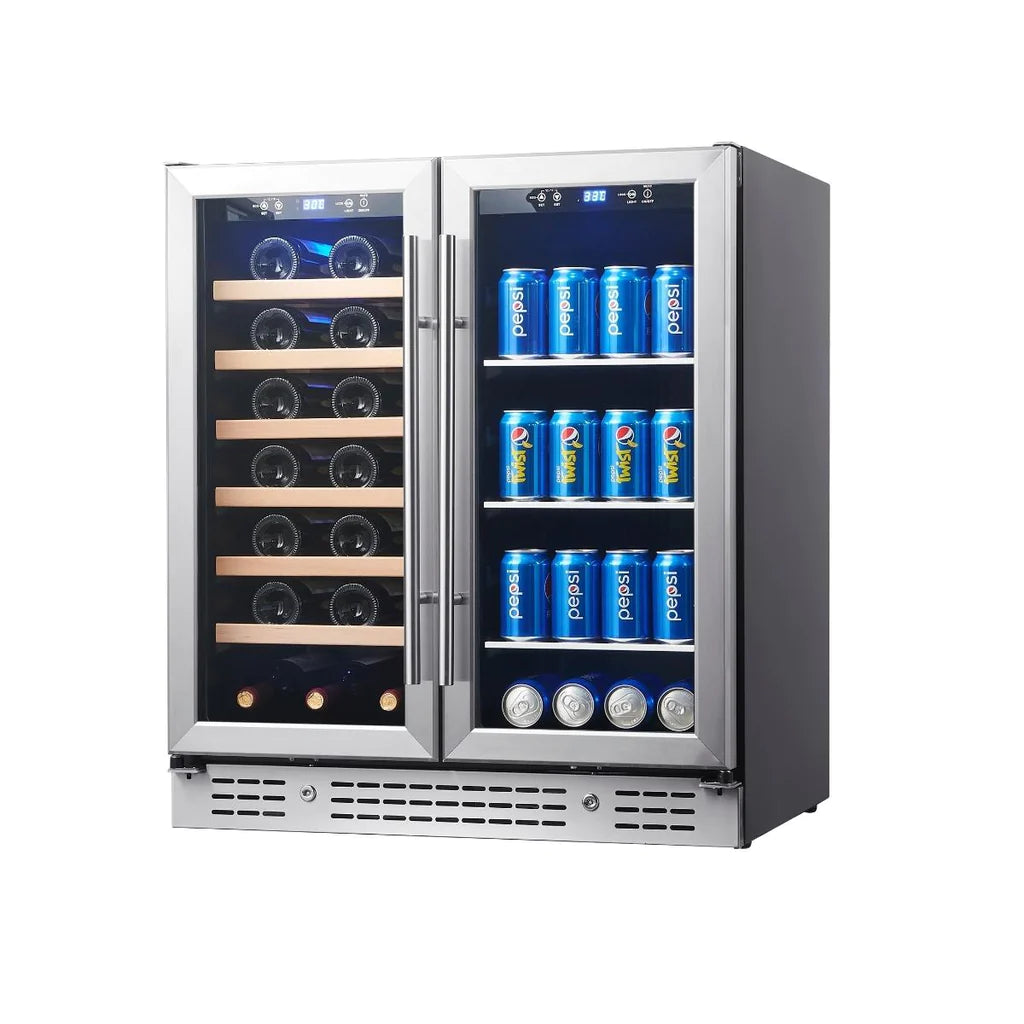 30" Combination Beer and Wine Cooler with Low-E Glass Door-KBU165BW