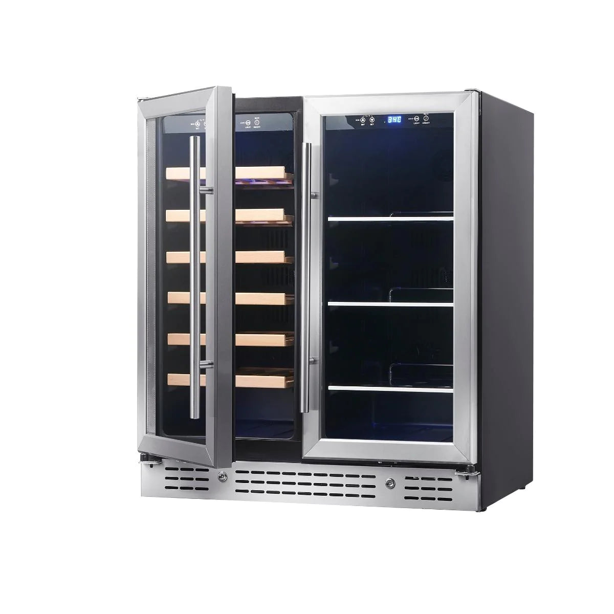 30" Combination Beer and Wine Cooler with Low-E Glass Door-KBU165BW