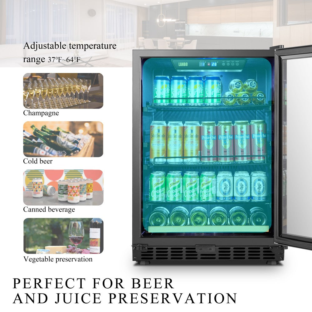 Lanbo 110 Cans 6 Bottles Beverage Cooler - Lb148Bc