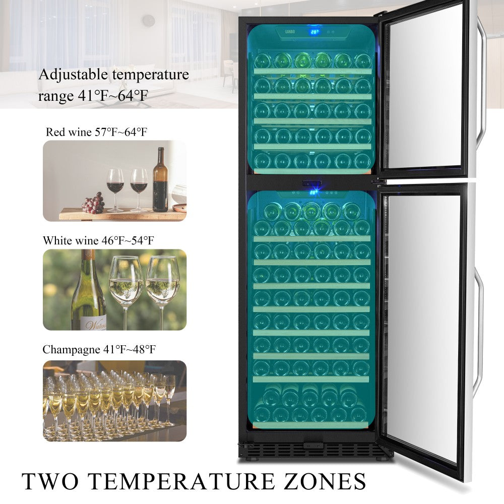 Lanbo 162 Bottle Dual Door Wine Cooler - Lw162Dd