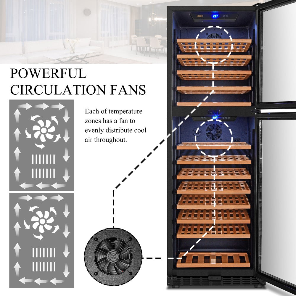 Lanbo 162 Bottle Dual Door Wine Cooler - Lw162Dd