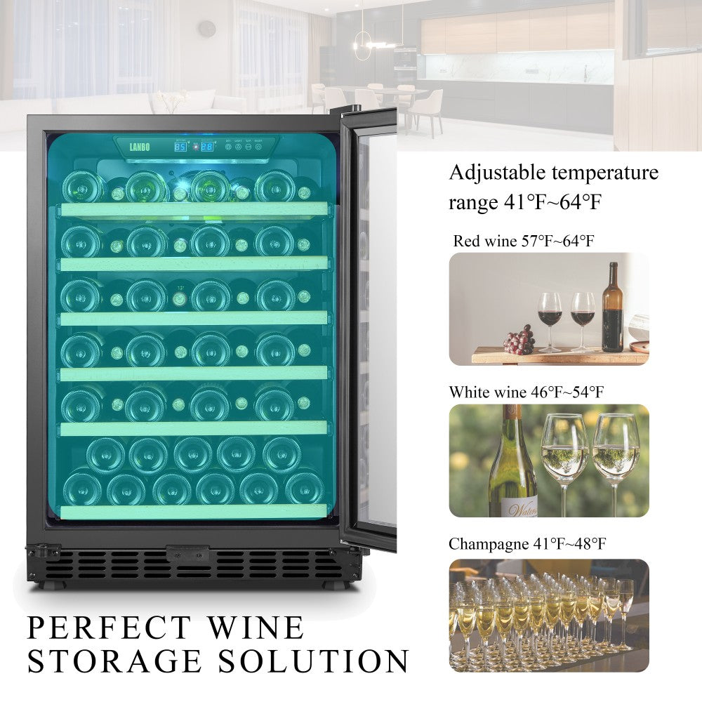 Lanbo 52 Bottle Single Zone Wine Cooler - Lw52S