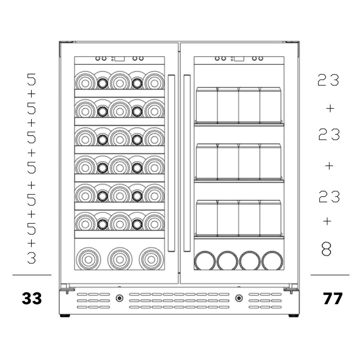 30" Combination Beer and Wine Cooler with Low-E Glass Door-KBU165BW