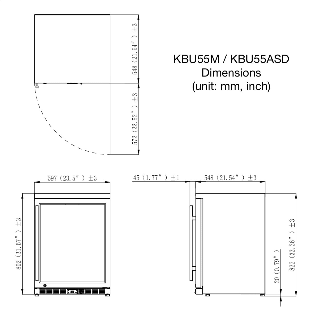 24" Inch Under Counter Beer Cooler Drinks Stainless Steel-KBU55M