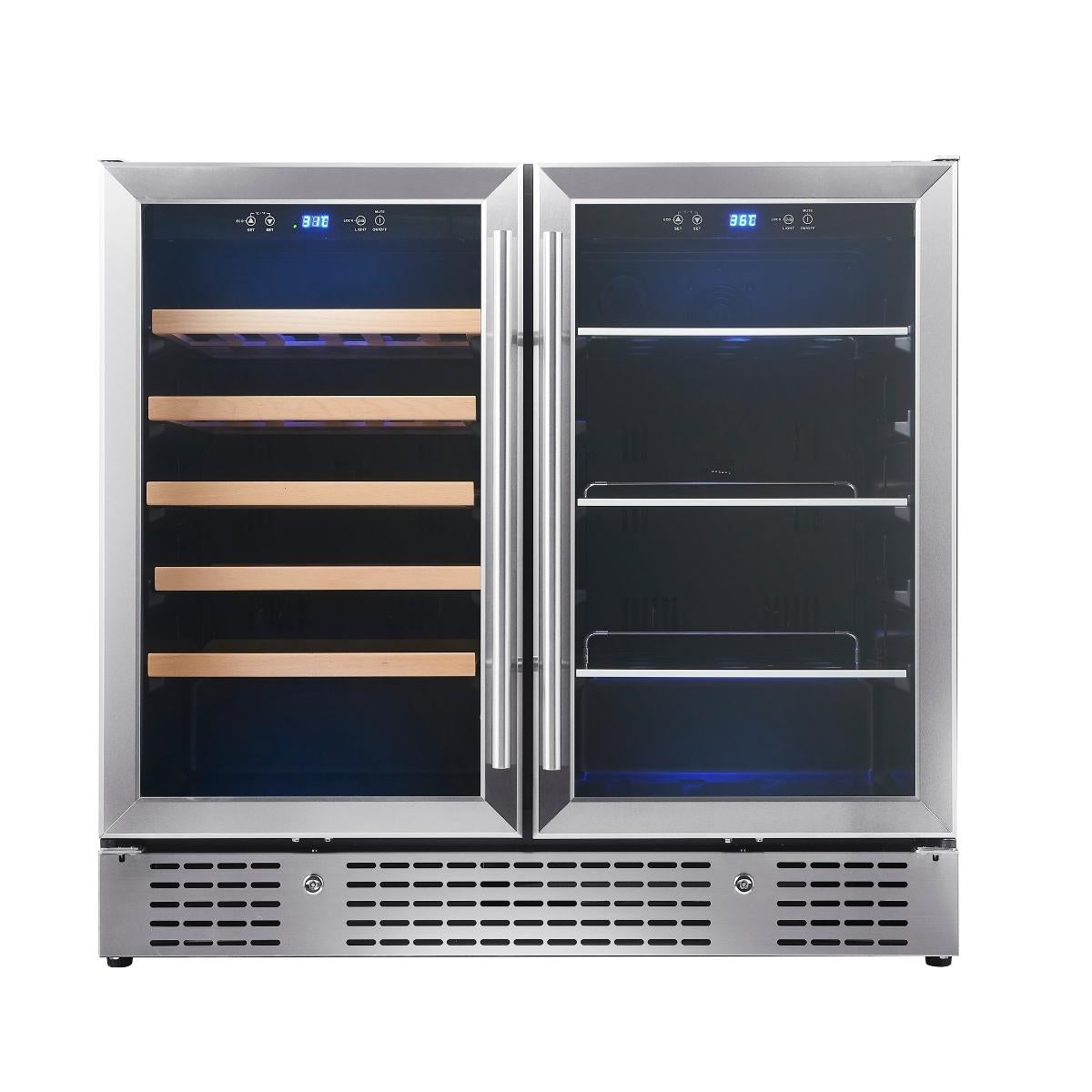 36" Beer and Wine Cooler Combination with Low-E Glass Door - KBU190BW