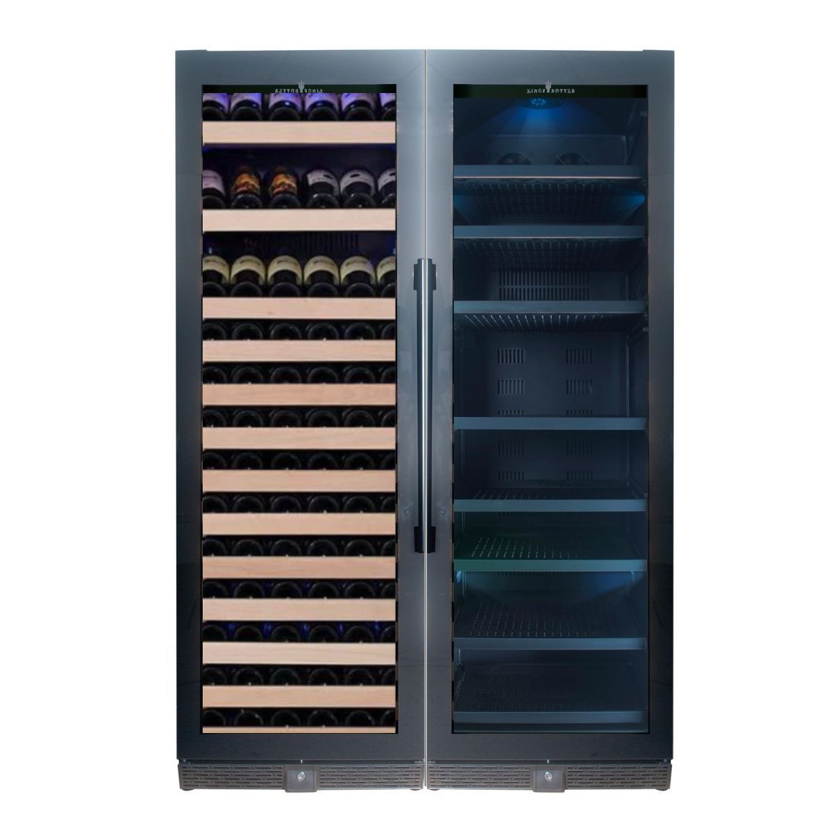 72" Large Wine And Beverage Cooler Drinks Combo With Clear Door with  Stainless Steel- KBU170BW2