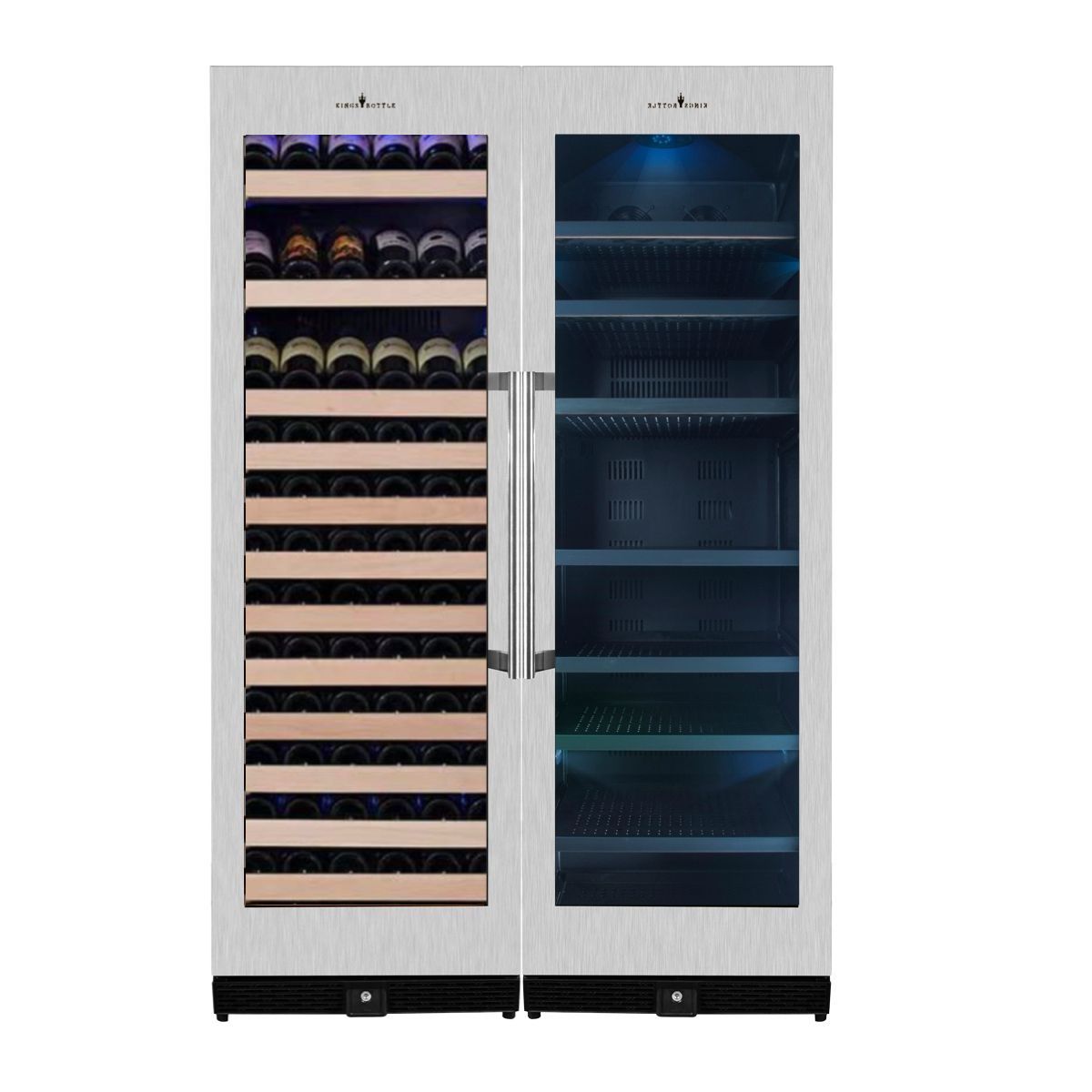 72" Large Wine And Beverage Cooler Drinks Combo With Clear Door with  Stainless Steel- KBU170BW2