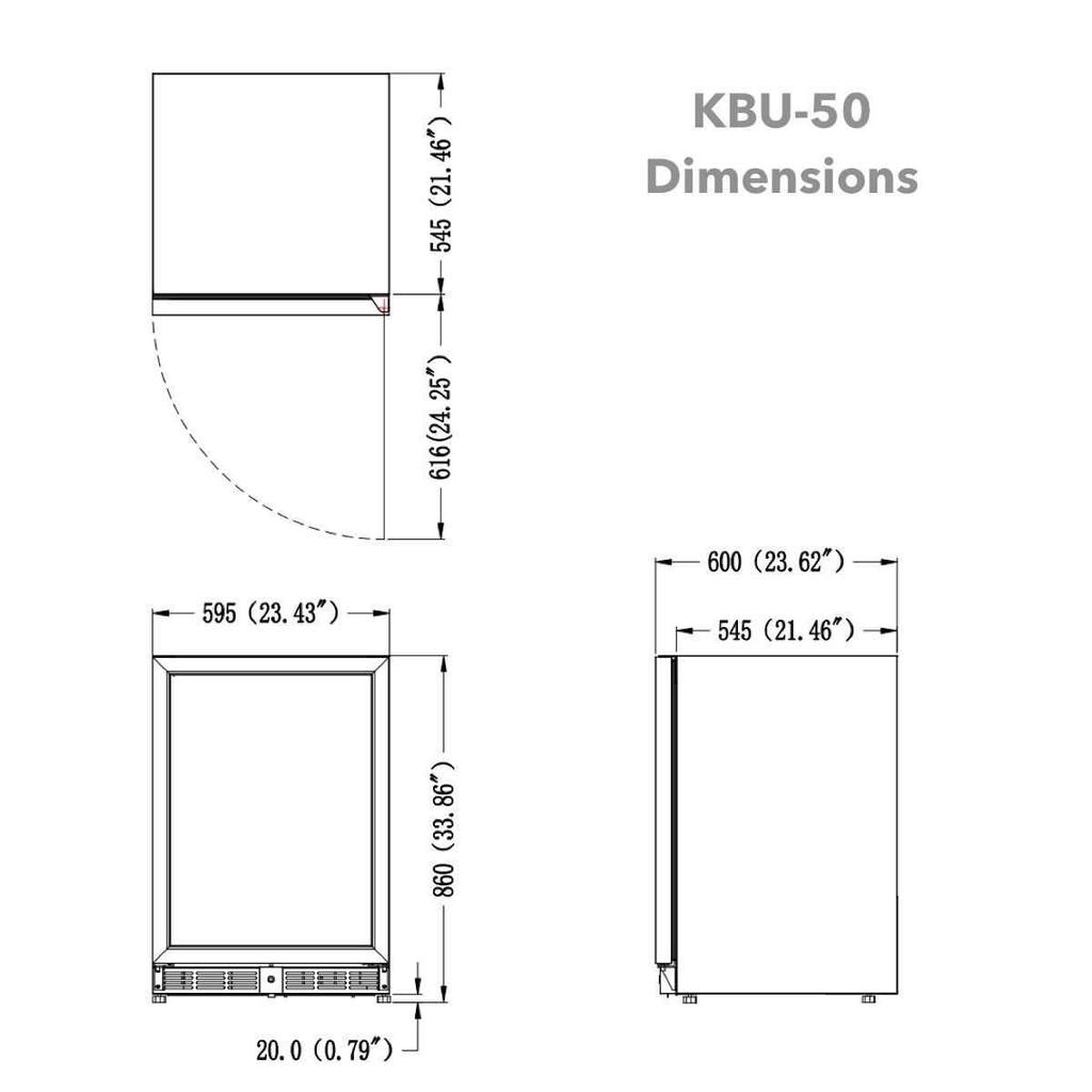 24" Inch Under Counter Beer Cooler Fridge Built In-KBU50BX