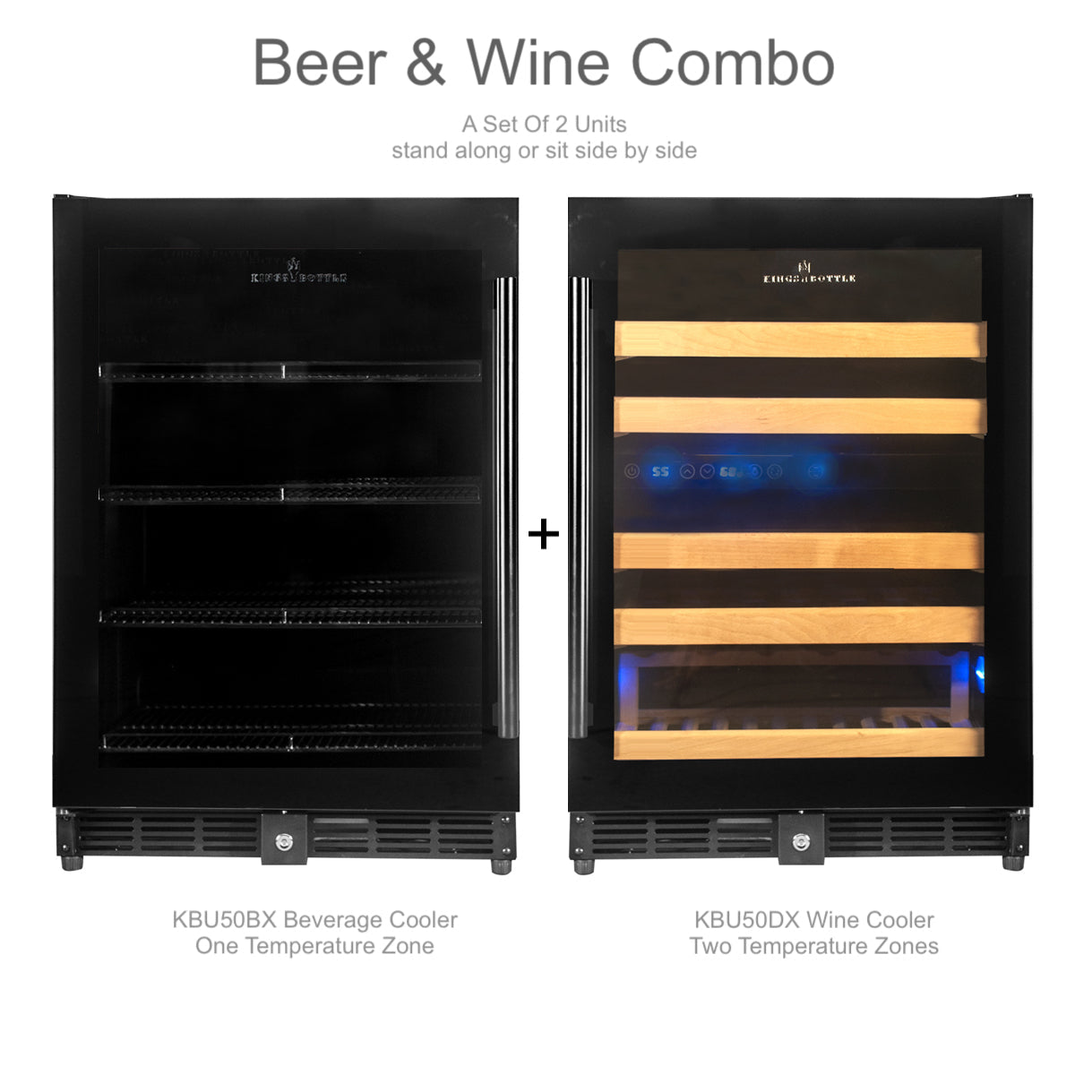 Built In 48" Inch Glass Door Wine And Beverage Fridge Center- KBU50BW3