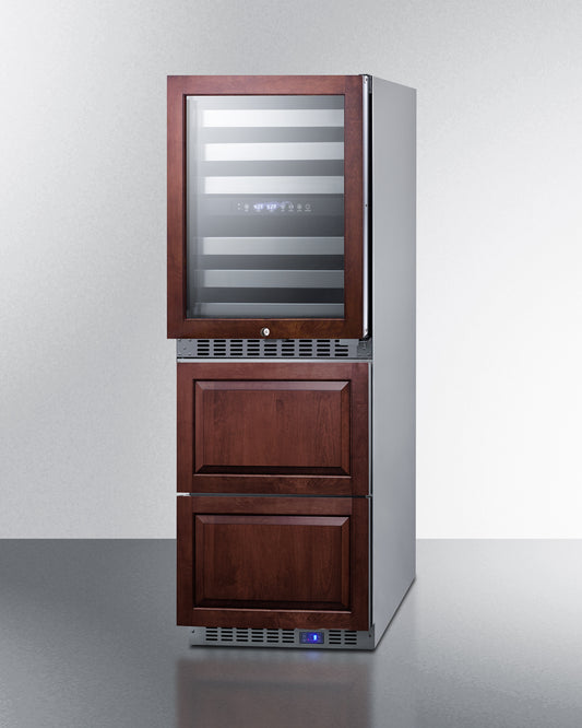 24" Wide Combination Dual-Zone Wine Cellar and 2-Drawer All-Freezer (Panels Not Included) - SWCDAF24PNR