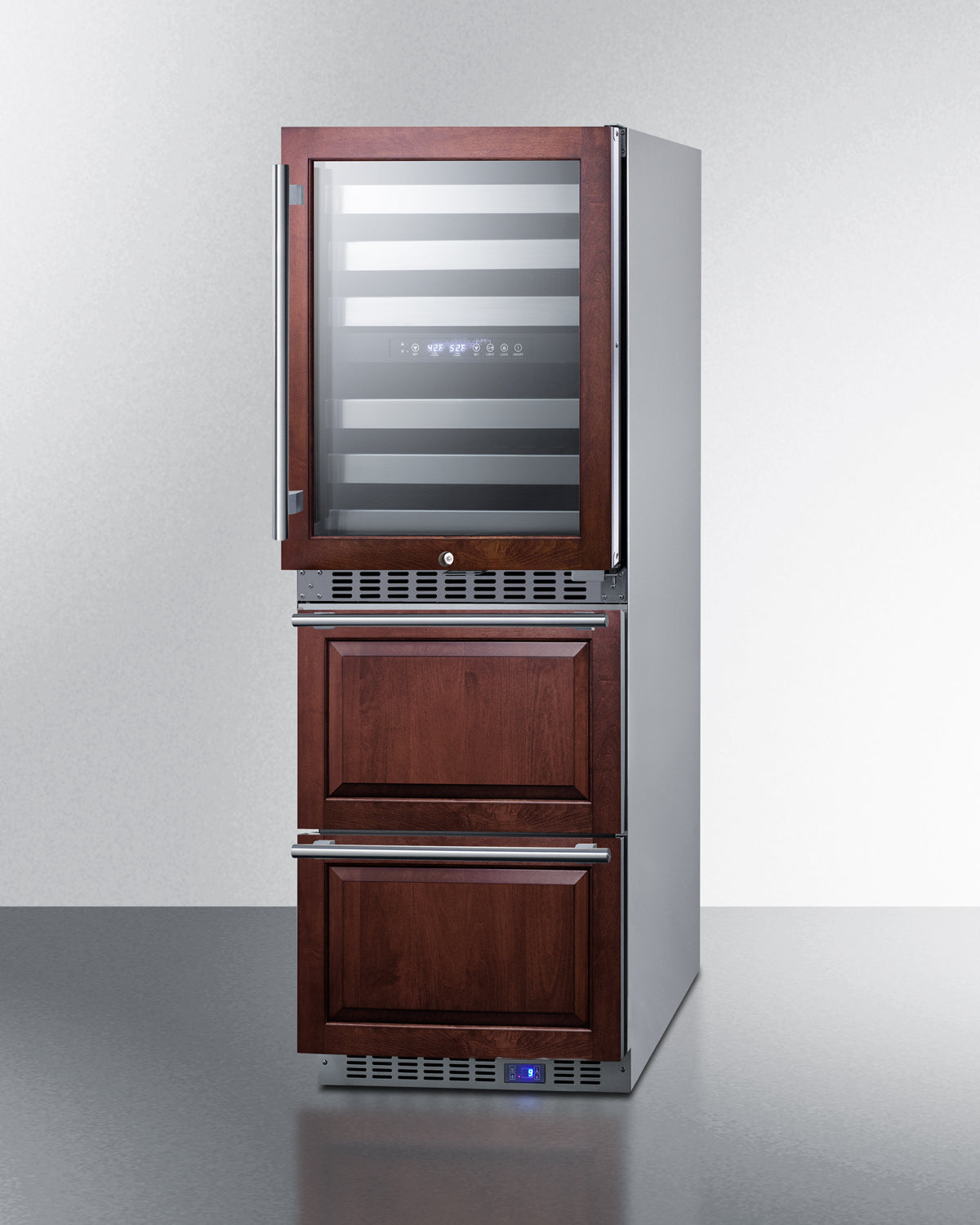 24" Wide Combination Dual-Zone Wine Cellar and 2-Drawer All-Freezer (Panels Not Included) - SWCDAF24PNR