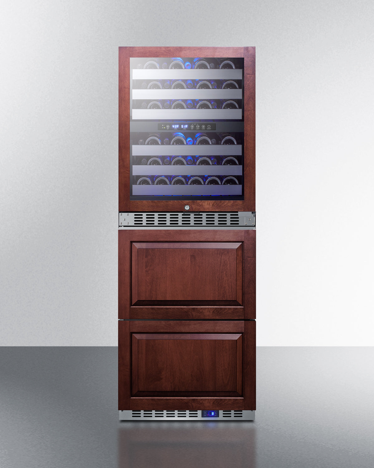 24" Wide Combination Dual-Zone Wine Cellar and 2-Drawer All-Freezer (Panels Not Included) - SWCDAF24PNR