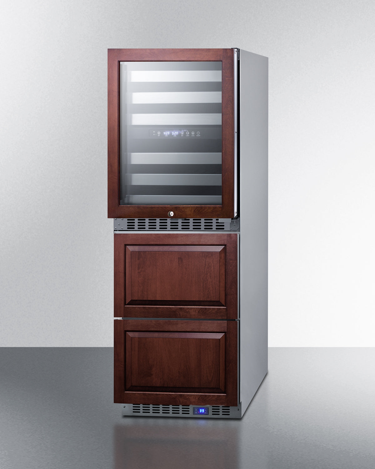 24" Wide Combination Dual-Zone Wine Cellar and 2-Drawer All-Refrigerator (Panels Not Included) - SWCDAR24PNR