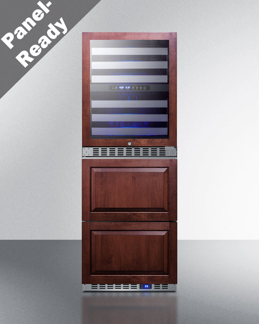 24" Wide Combination Dual-Zone Wine Cellar and 2-Drawer All-Refrigerator (Panels Not Included) - SWCDAR24PNR