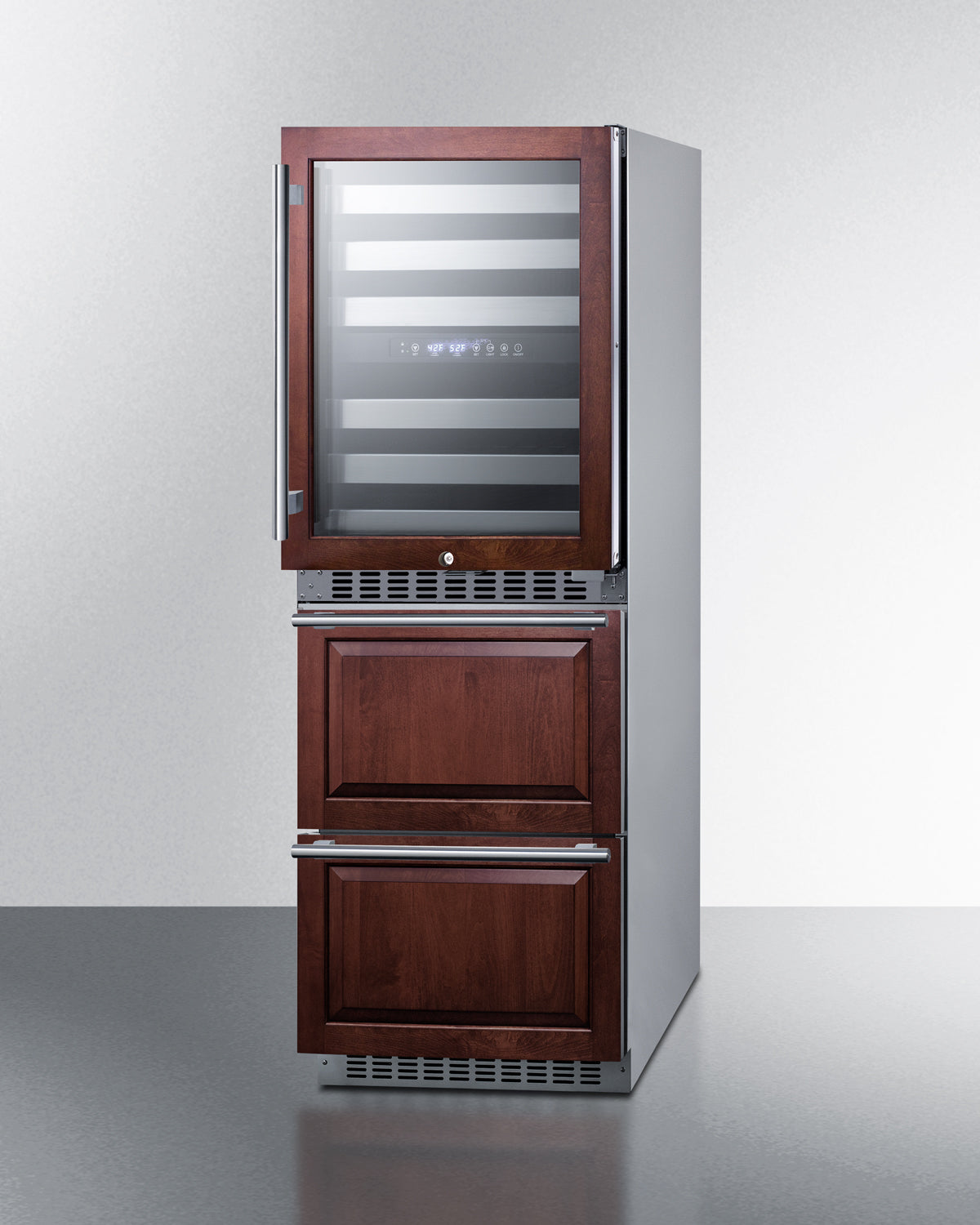 24" Wide Combination Dual-Zone Wine Cellar and 2-Drawer Refrigerator-Freezer (Panels Not Included) - SWCDRF24PNR