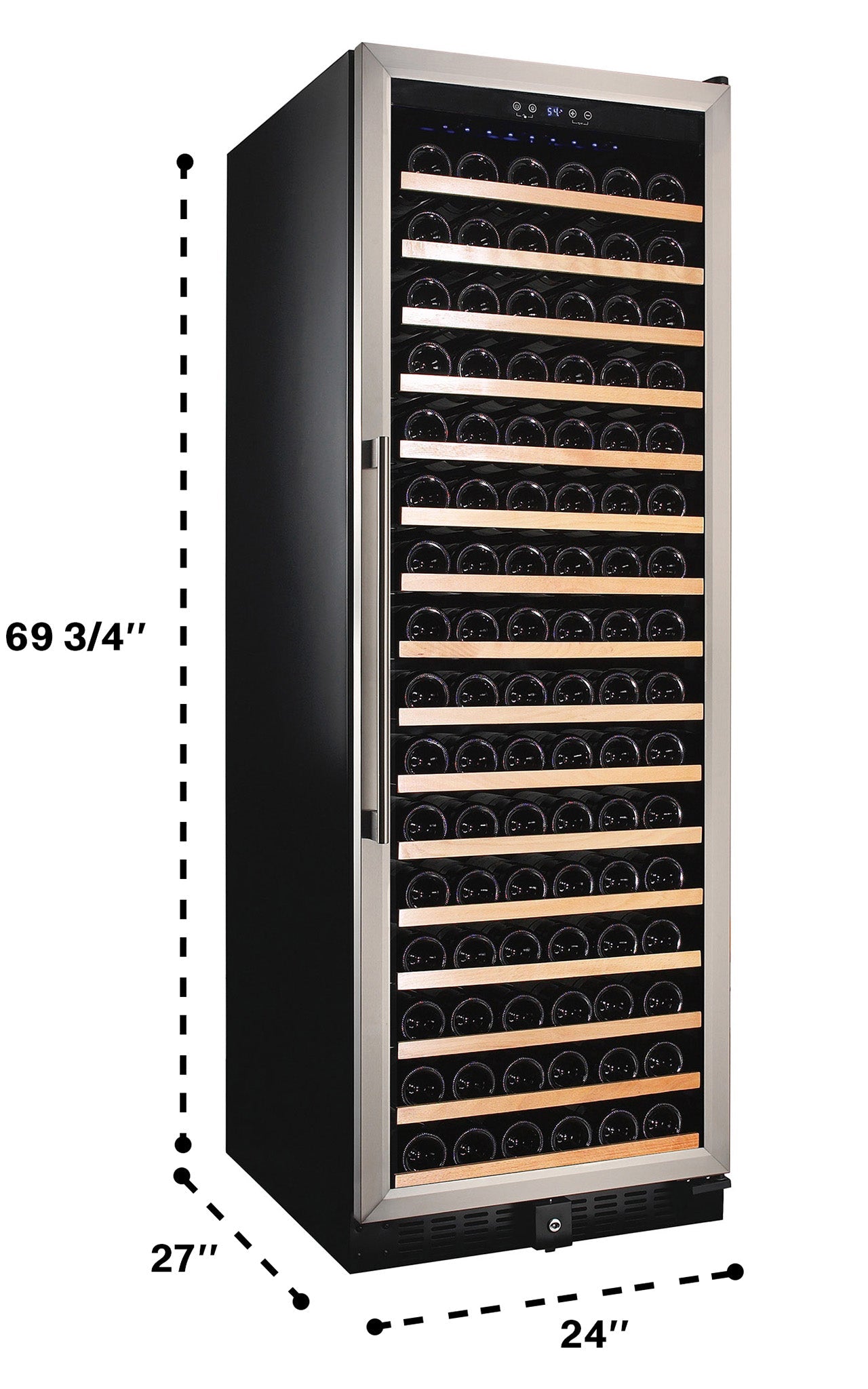 166 Bottle Single Zone Stainless Steel Wine Refrigerator- RE100003