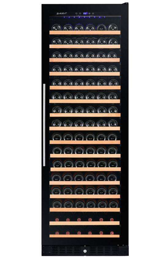 166 Bottle Single Zone Black Glass Wine Refrigerator- RE100014