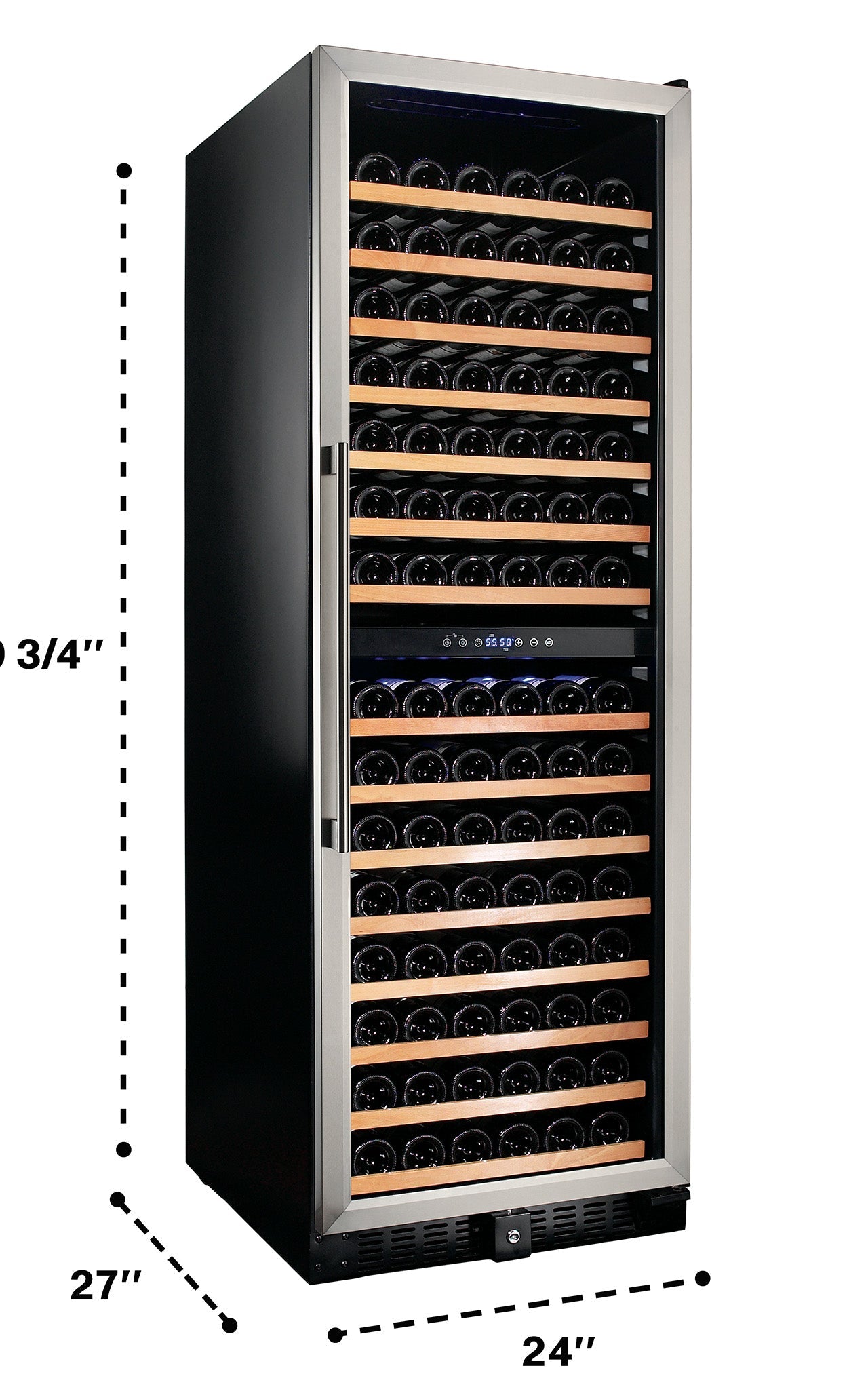 166 Bottle Dual Zone Stainless Steel Wine Refrigerator-RE100004