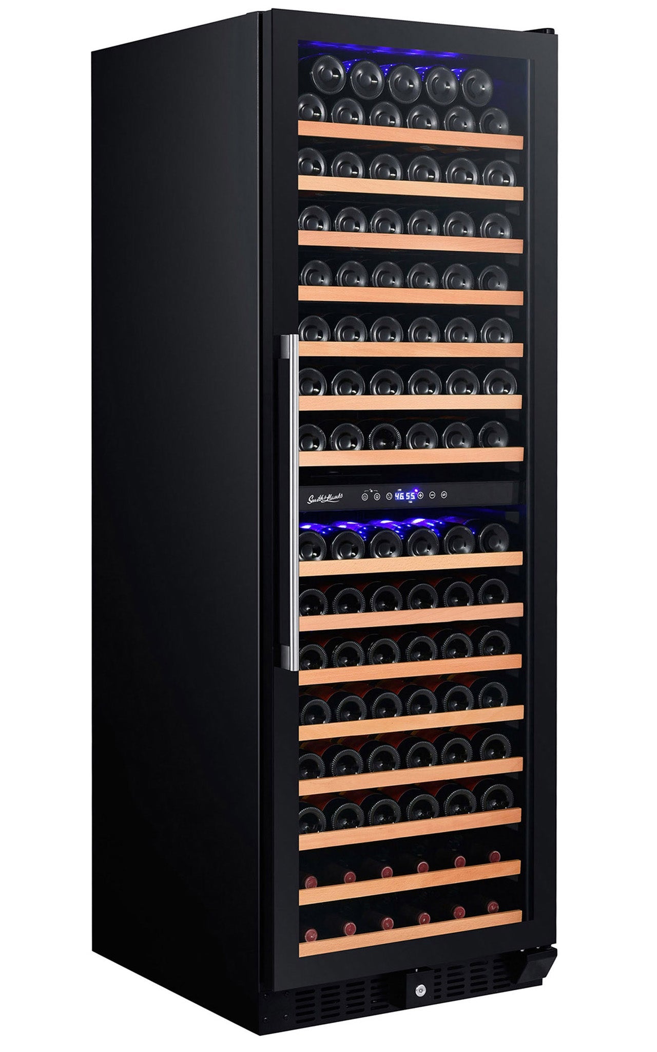 166 Bottle Dual Zone Black Glass Wine Refrigerator-RE100017