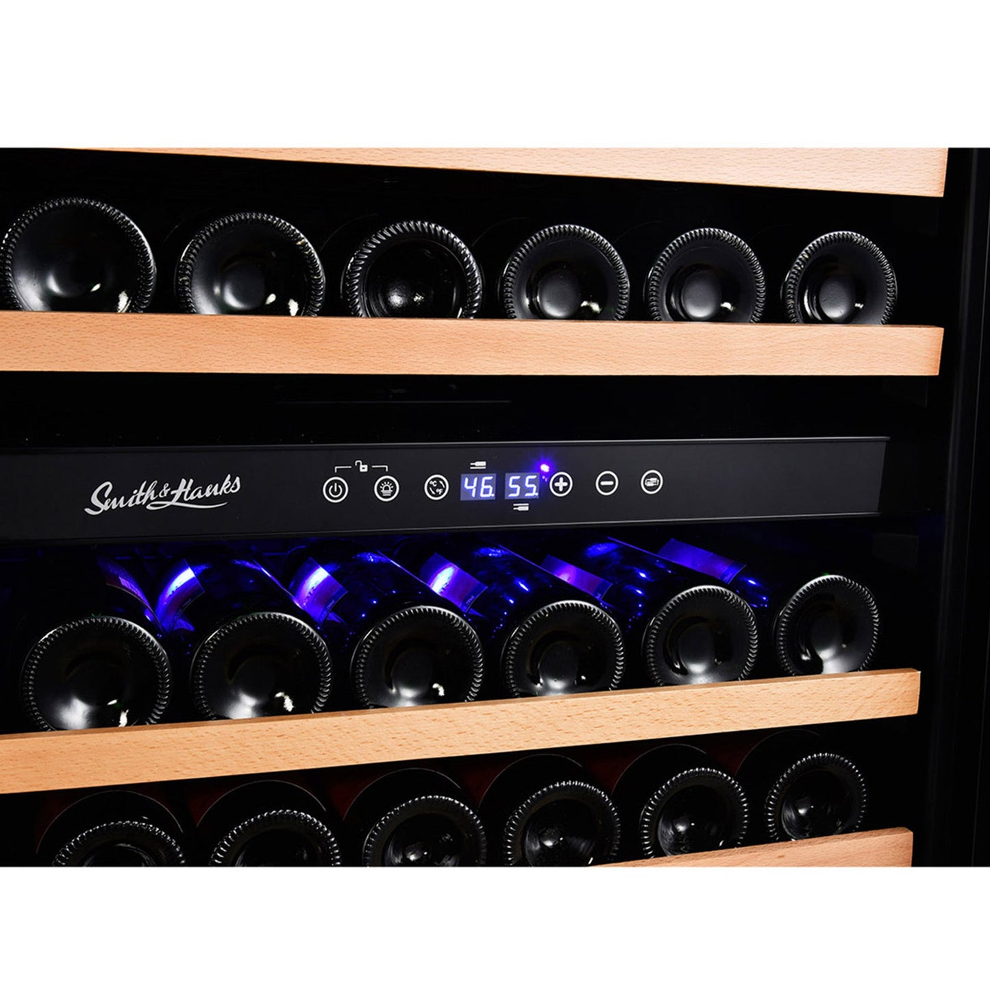 166 Bottle Dual Zone Black Glass Wine Refrigerator-RE100017