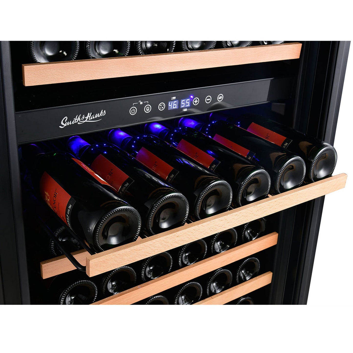 166 Bottle Dual Zone Black Glass Wine Refrigerator-RE100017