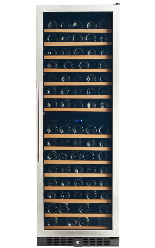 166 Bottle Premium Dual Zone Stainless Steel Wine Refrigerator-RE100041B