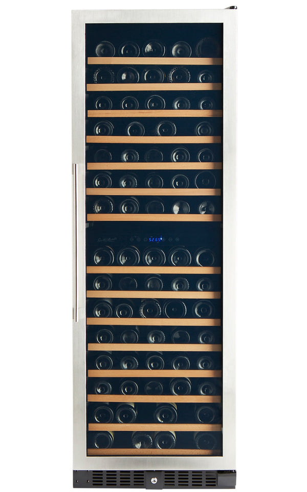 166 Bottle Premium Dual Zone Stainless Steel Wine Refrigerator-RE100041B