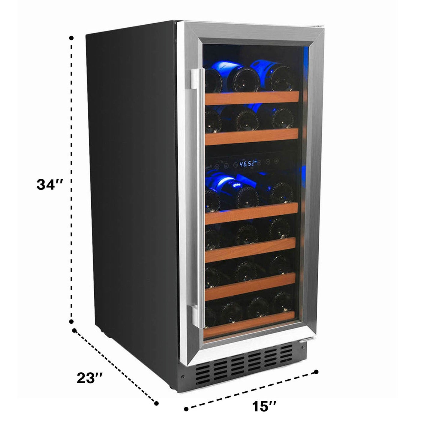 32 Bottle Dual Zone Wine Cooler, Stainless Steel Door Trim- RE100006