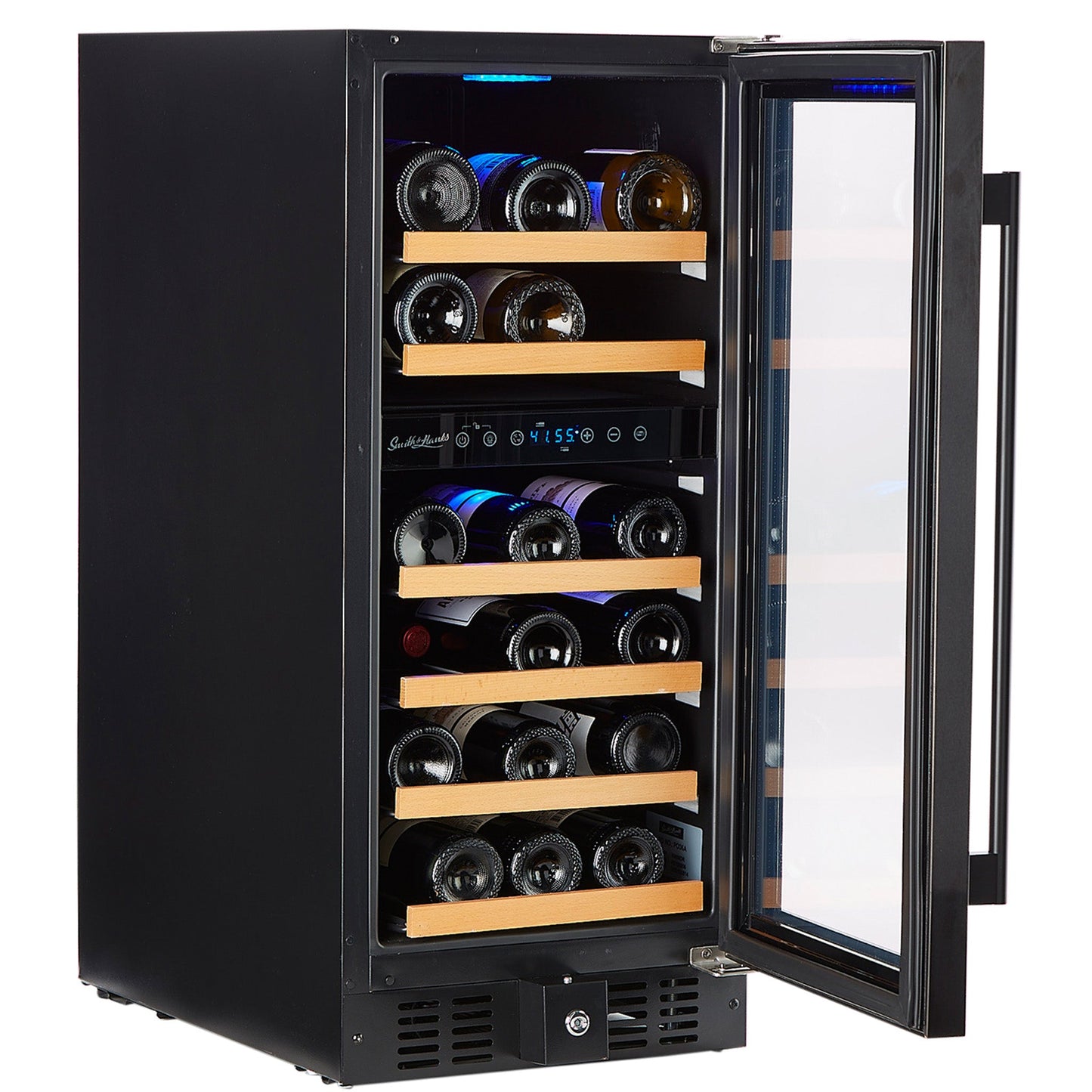 32 Bottle Black Stainless Under Counter Wine Cooler, Dual Zone-RE55006