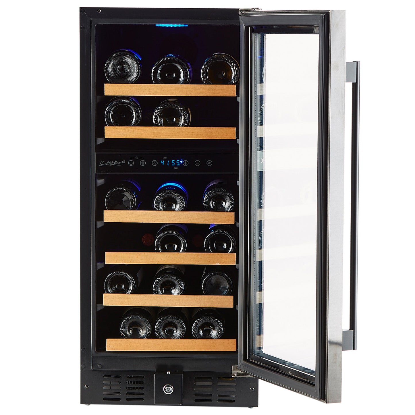 32 Bottle Black Stainless Under Counter Wine Cooler, Dual Zone-RE55006