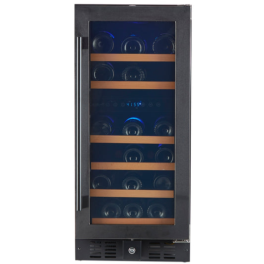 32 Bottle Black Stainless Under Counter Wine Cooler, Dual Zone-RE55006