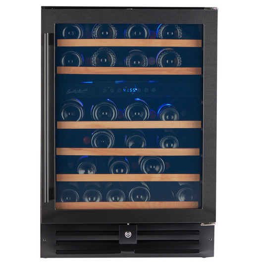 46 Bottle Black Stainless Under Counter Wine Cooler, Dual Zone-RE55002