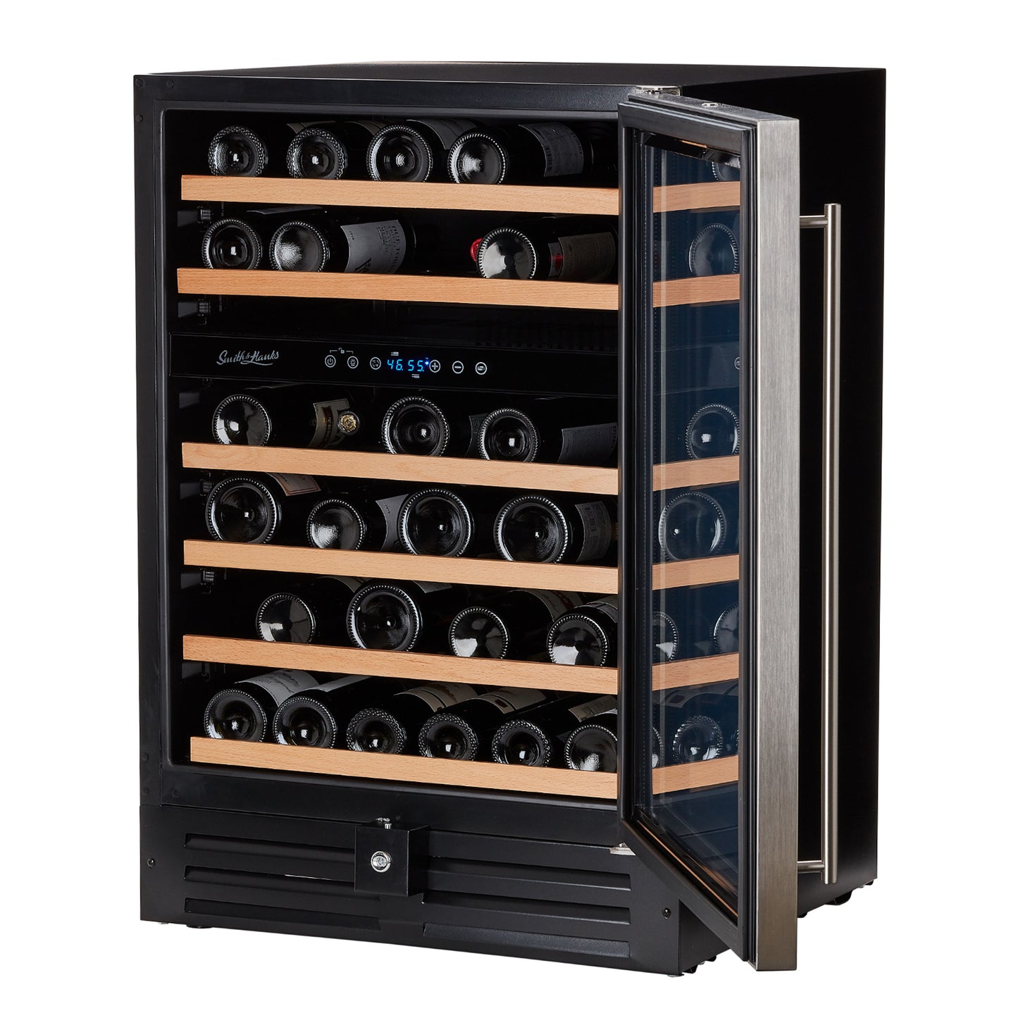 46 Bottle Black Stainless Under Counter Wine Cooler, Dual Zone-RE55002