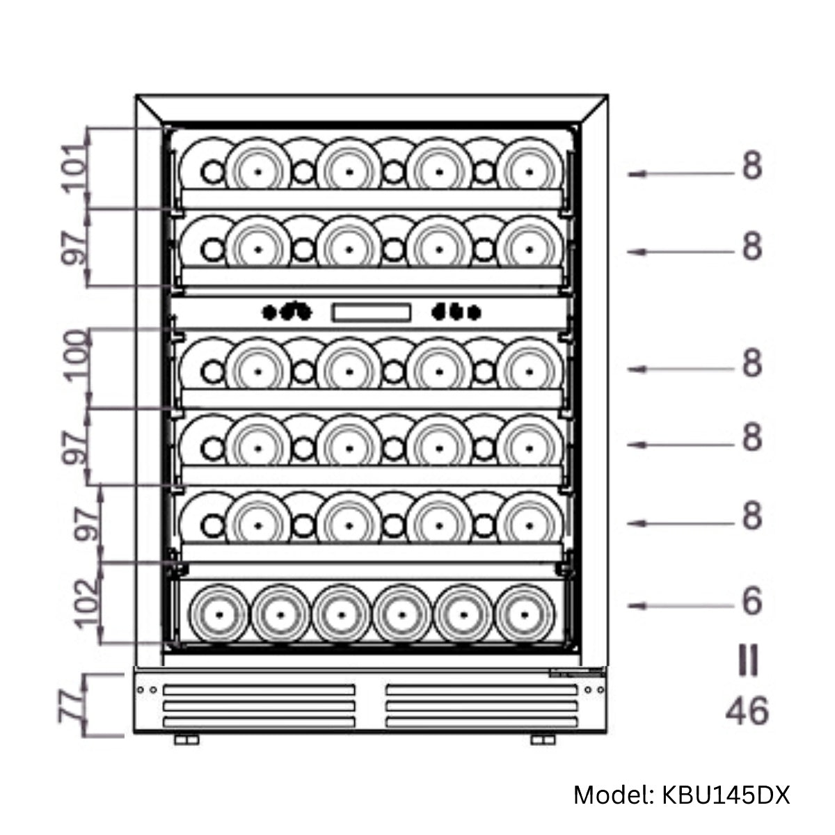 24 Inch Under Counter LOW-E Glass Door Dual Zone Wine Cooler - KBU145DX