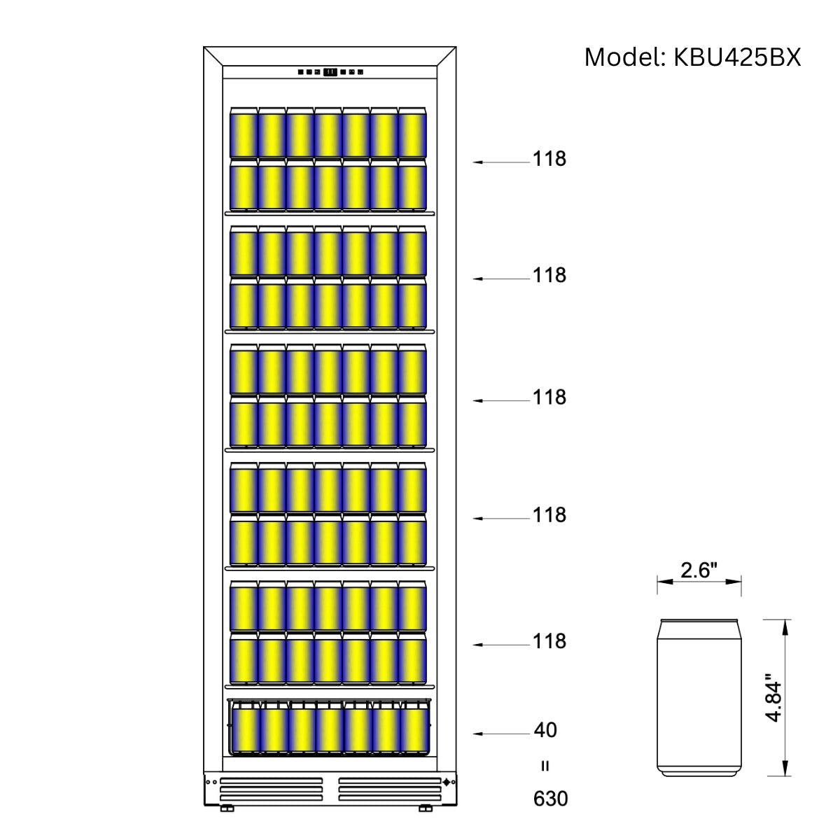 Large Beverage Refrigerator With Low-E Glass Door- KBU425BX