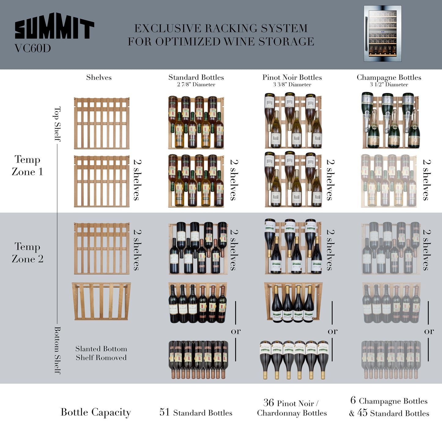 51 Bottle Integrated Wine Cellar - VC60D