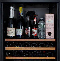 166 Bottle Dual Zone Black Glass Wine Refrigerator-RE100017